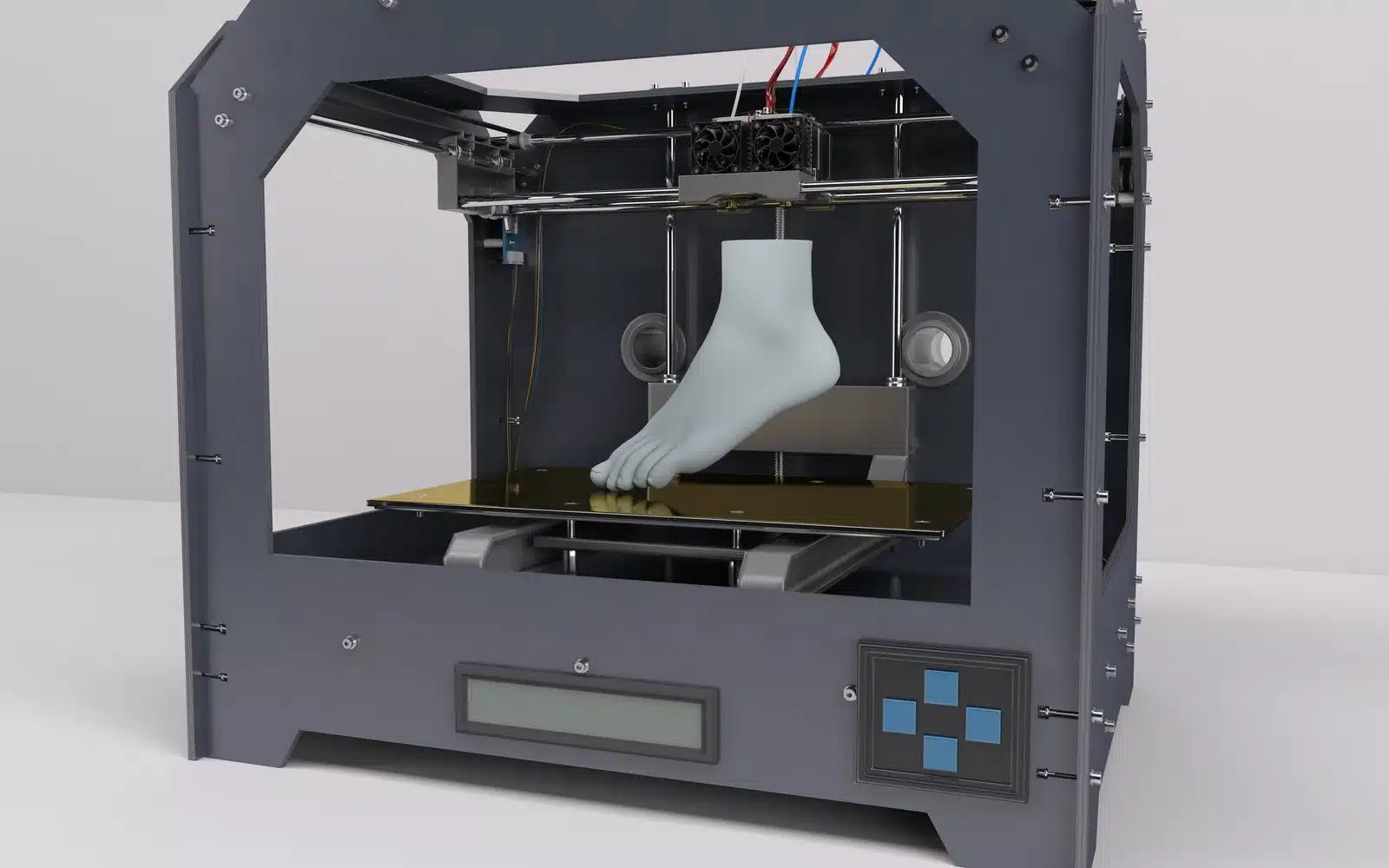 3D printer creating a model on its build plate