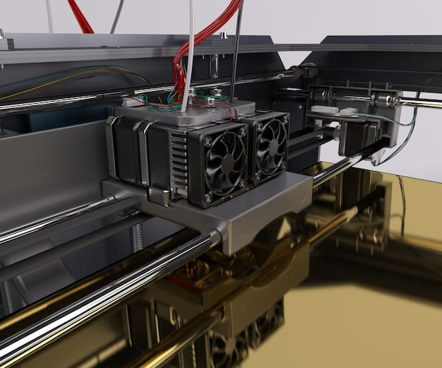 A 3D printer photographed in a workshop setting.