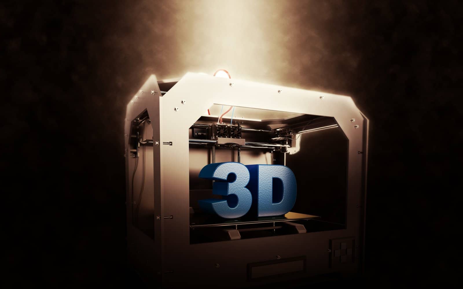 A 3D printer shown up close.