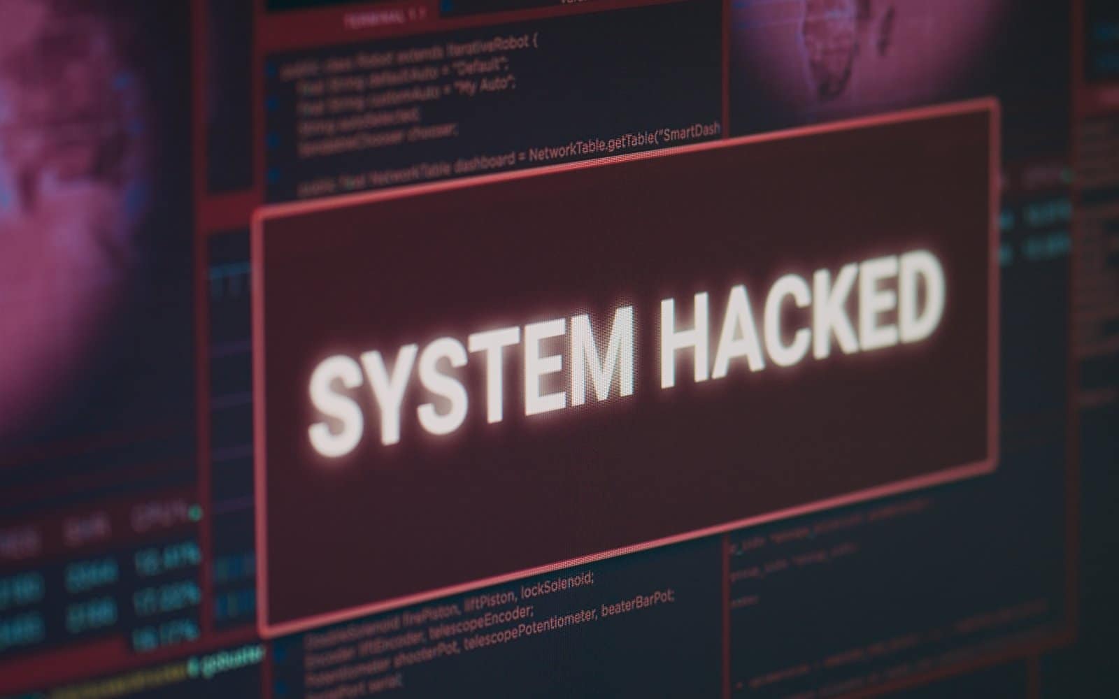 A computer monitor displaying a system alert or warning message.