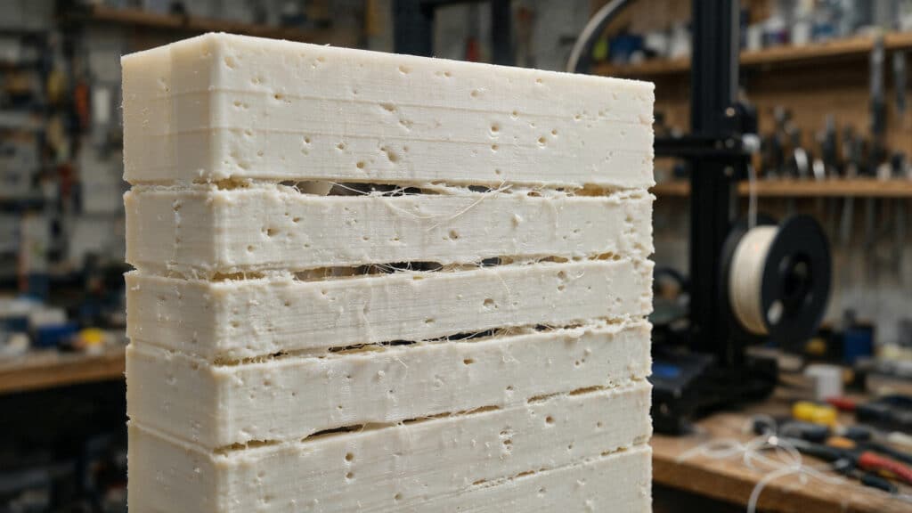 Print wall showing gaps and incomplete layer bonding