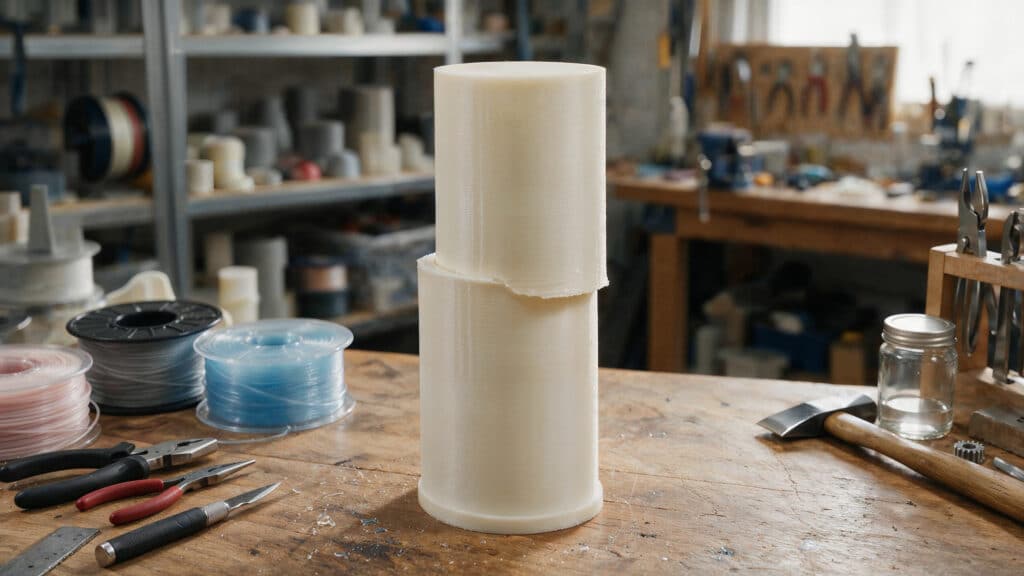 Cylindrical print with an abrupt sideways offset partway up
